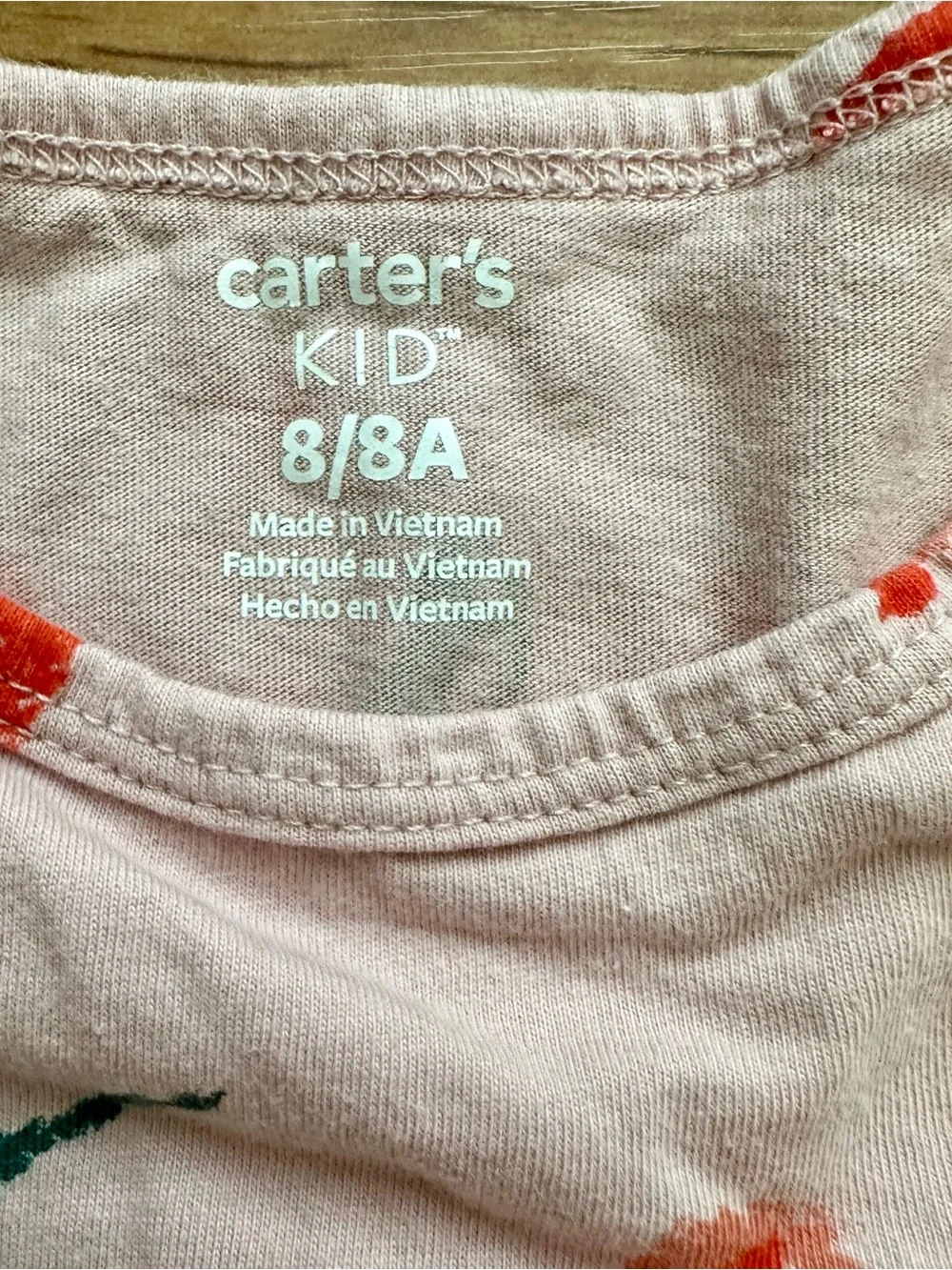 Carter’s Kid Girls 8 8A Short Sleeve Cotton Summer Dress Pink Red Floral EUC!